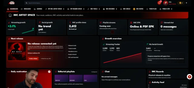 Artist Space dashboard preview